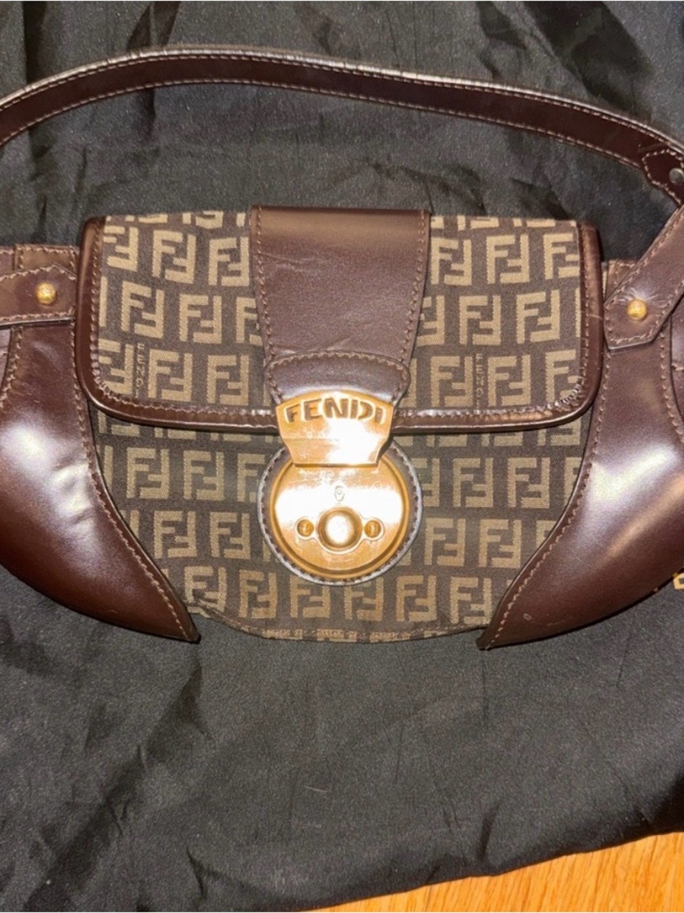 Fendi Monogram Canvas Shoulder Bag with Gold Hardware - Picture 8 of 8
